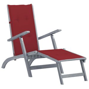 vidaXL Outdoor Deck Chair with Footrest and Cushion Solid Acacia Wood