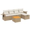 vidaXL 6 Piece Garden Sofa Set with Cushions Beige Poly Rattan