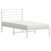 vidaXL Metal Bed Frame without Mattress with Headboard White 100x200cm
