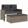 vidaXL Reclining Garden Bench with Cushions Grey Poly Rattan
