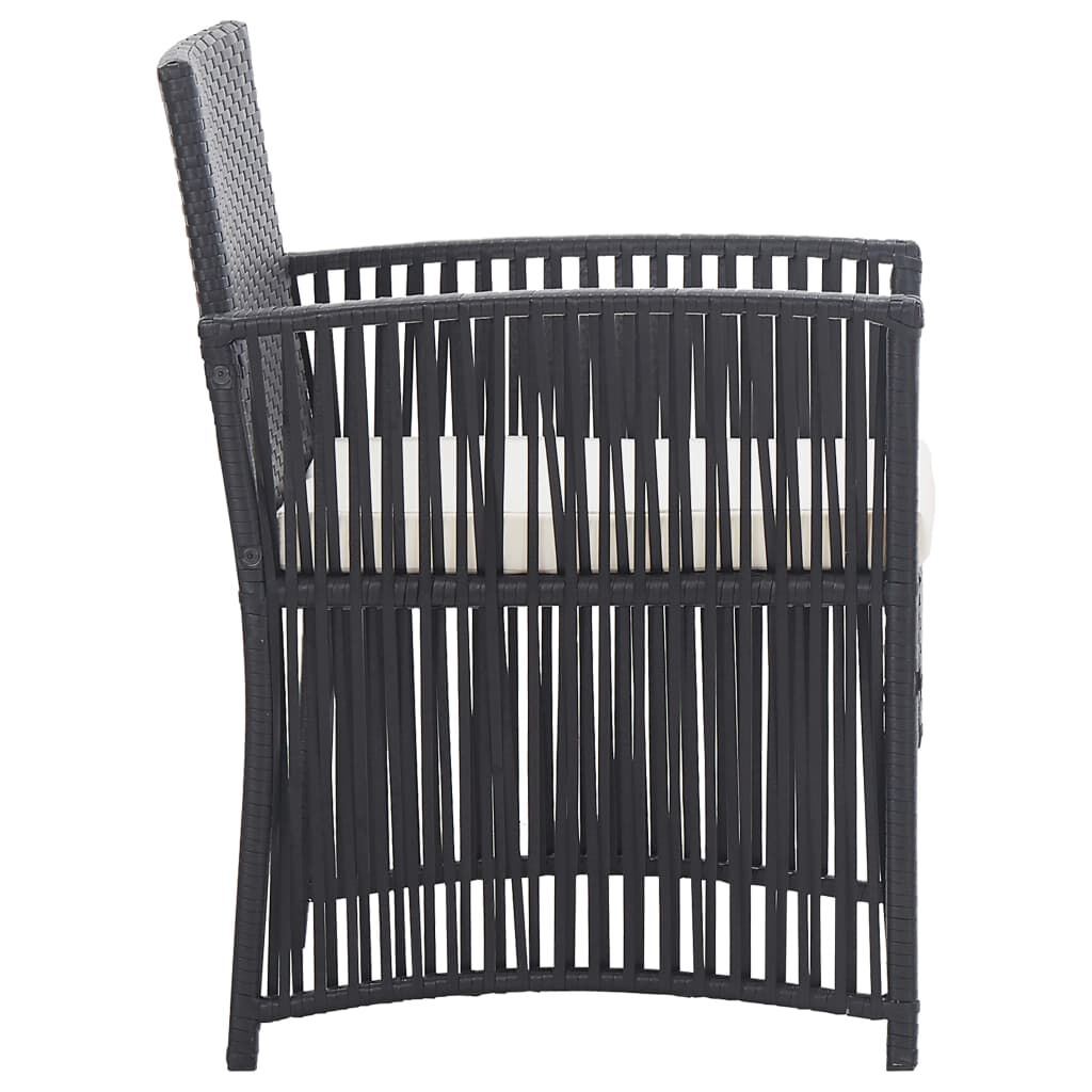 vidaXL 4 Piece Garden Lounge Set with Cushion Poly Rattan Black
