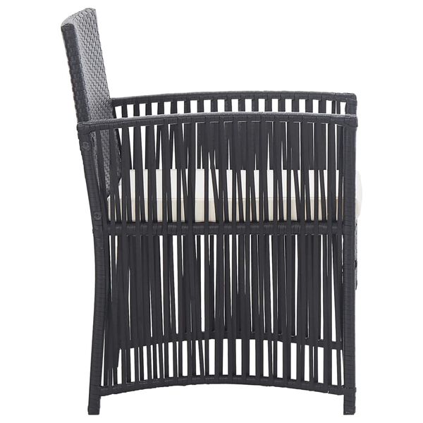 vidaXL 4 Piece Garden Lounge Set with Cushion Poly Rattan Black