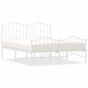 vidaXL Metal Bed Frame without Mattress with Footboard White 150x200cm