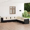 vidaXL 7 Piece Garden Lounge Set with Cushions Poly Rattan Black