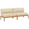 vidaXL Sofa Set with Cushion Plain 2 pcs Beige Solid Acacia Wood