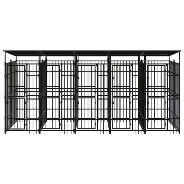 vidaXL Outdoor Dog Kennel with Roof Steel 9.22 m²