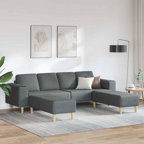 Sofa Set 3 pcs Dark grey Fabric