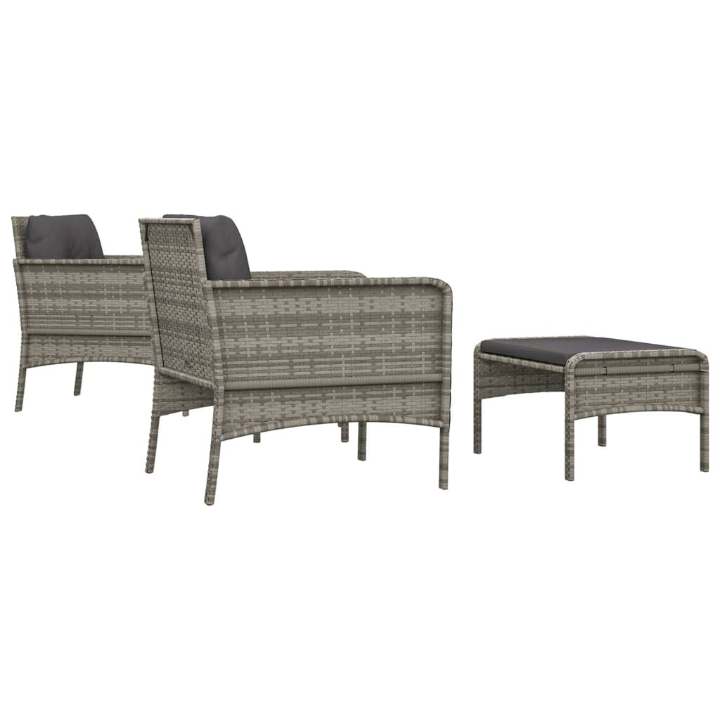 vidaXL 5 Piece Garden Lounge Set with Cushions Grey Poly Rattan
