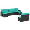vidaXL 9 Piece Garden Sofa Set with Cushions Black Poly Rattan