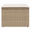vidaXL Garden Stool with Cushion Beige 55x55x37 cm Poly Rattan