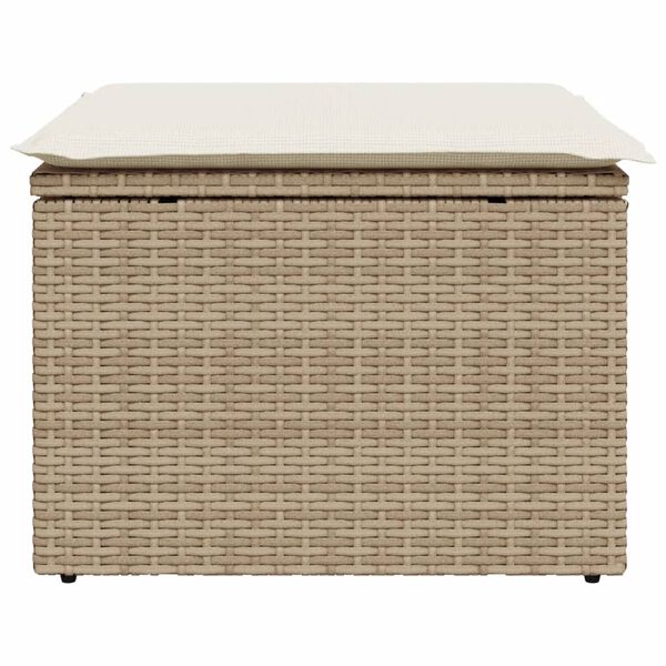 vidaXL Garden Stool with Cushion Beige 55x55x37 cm Poly Rattan