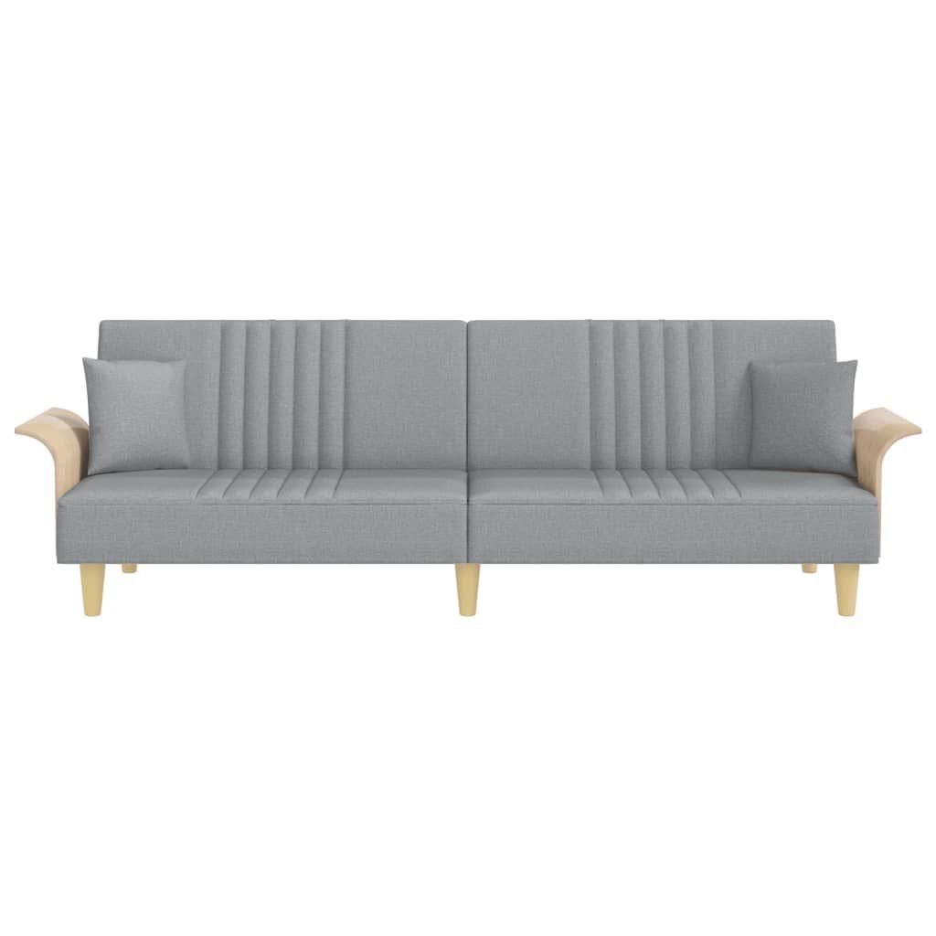 vidaXL Sofa Bed with Armrests Light Grey Fabric