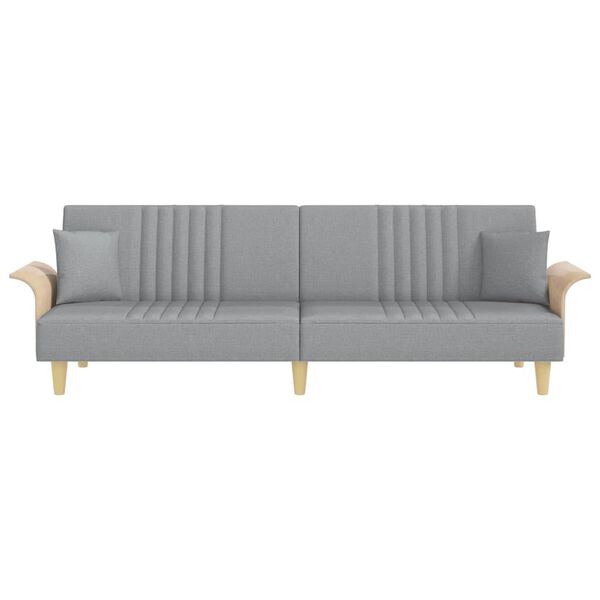 vidaXL Sofa Bed with Armrests Light Grey Fabric