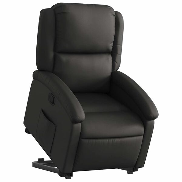 vidaXL Stand up Recliner Chair Black Real Leather