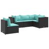 vidaXL 5 Piece Garden Lounge Set with Cushions Black Poly Rattan