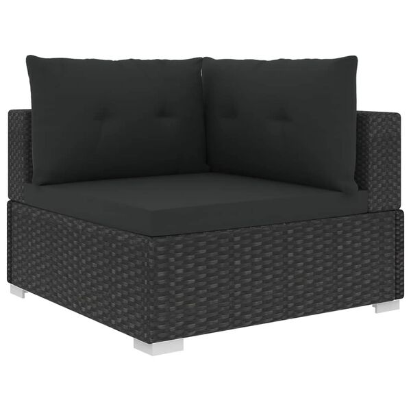 vidaXL 10 Piece Garden Lounge Set with Cushions Poly Rattan Black