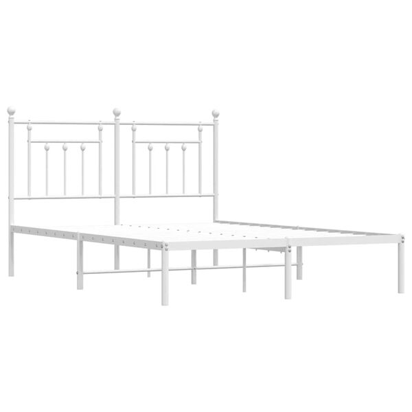 vidaXL Metal Bed Frame without Mattress with Headboard White 150x200cm