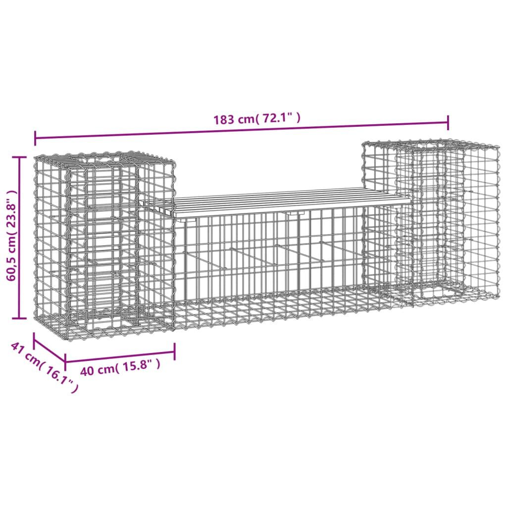 vidaXL Garden Bench Gabion Design 183x41x60.5 cm Solid Wood Douglas