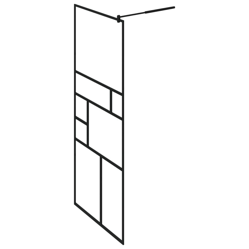 vidaXL Walk-in Shower Wall with Shelf Black 80x195 cm ESG Glass&Aluminium