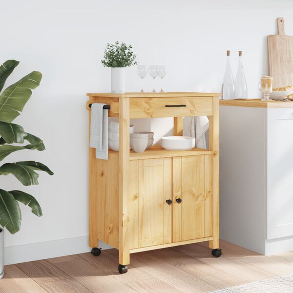 vidaXL Kitchen Trolley MONZA 60x40x90 cm Solid Wood Pine
