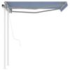 vidaXL Automatic Retractable Awning with Posts 3x2.5 m Blue&White