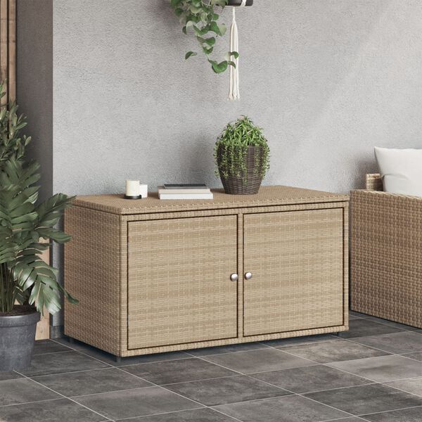 vidaXL Garden Storage Cabinet Beige 110x55x60.5 cm Poly Rattan