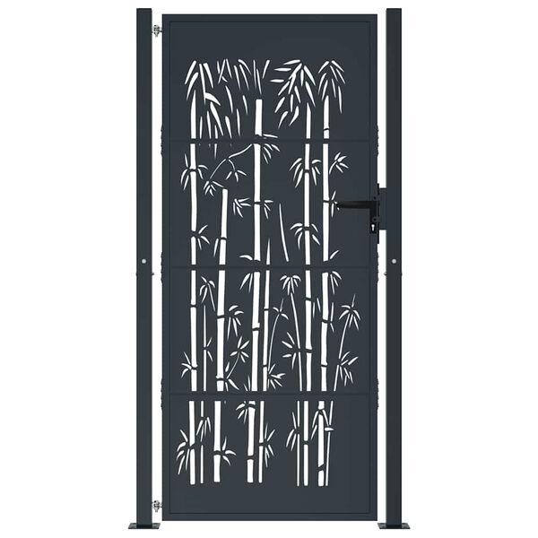 vidaXL Garden Gate Anthracite 100x200 cm Steel Bamboo Design