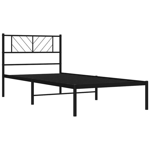 vidaXL Metal Bed Frame without Mattress with Headboard Black 100x200cm