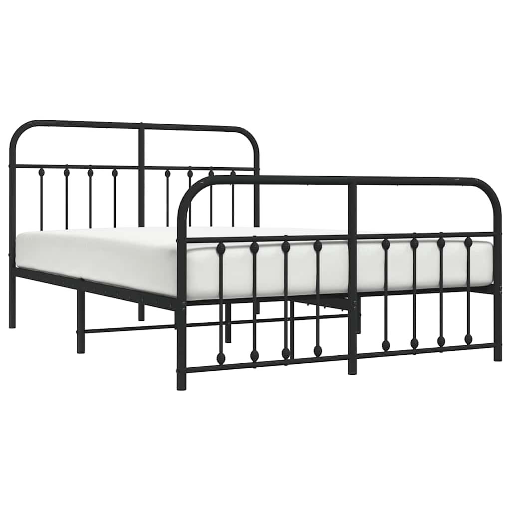 vidaXL Metal Bed Frame without Mattress with Footboard Black 150x200cm