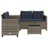 vidaXL Garden Sofa with Table and Cushions L-Shaped Grey Poly Rattan