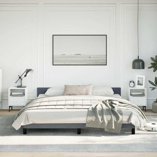 vidaXL Bed Frame without Mattress Dark Grey 183x213 cm Velvet