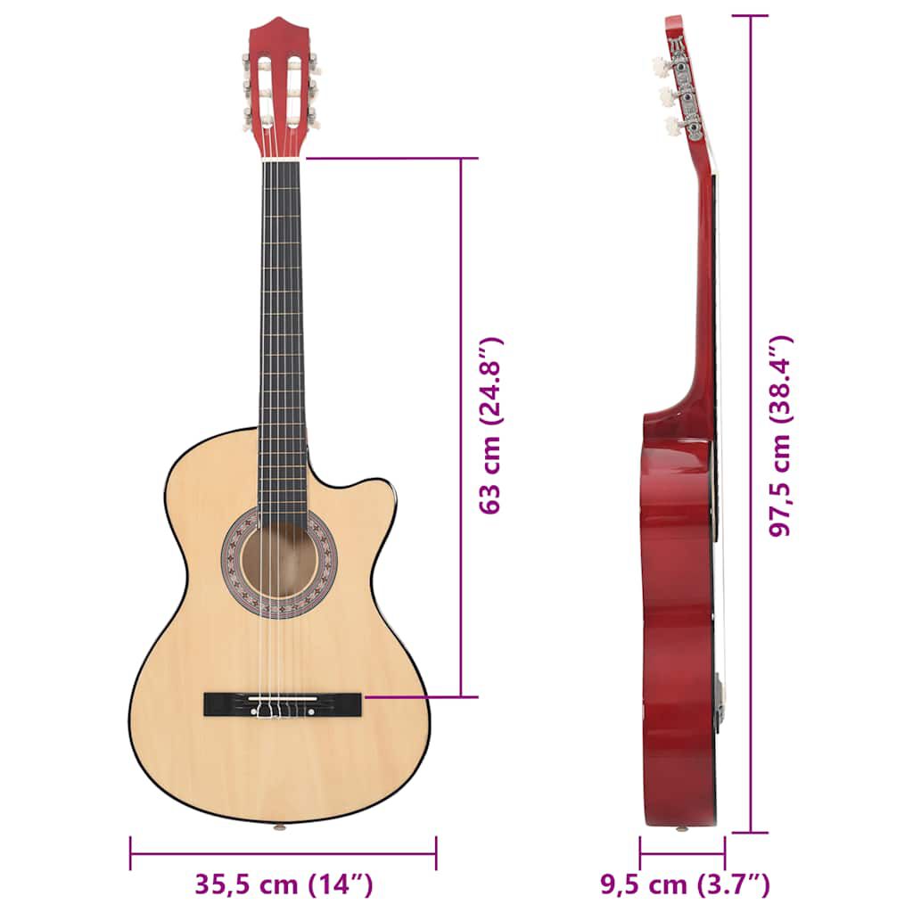 vidaXL 12 Piece Western Acoustic Cutaway Guitar Set with 6 Strings 38