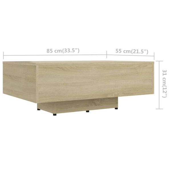 vidaXL Coffee Table Sonoma Oak 85x55x31 cm Engineered Wood