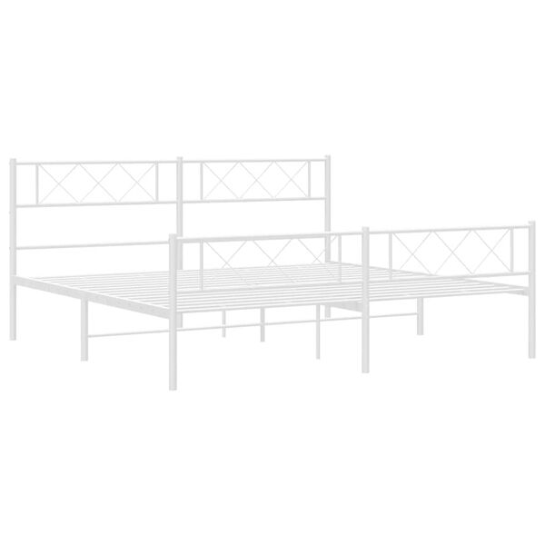 vidaXL Metal Bed Frame without Mattress with Footboard White 193x203cm