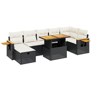 vidaXL 8 Piece Garden Sofa Set with Cushions Black Poly Rattan