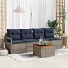 vidaXL Garden Sofa Set with Cushion 5 pcs Grey Poly Rattan