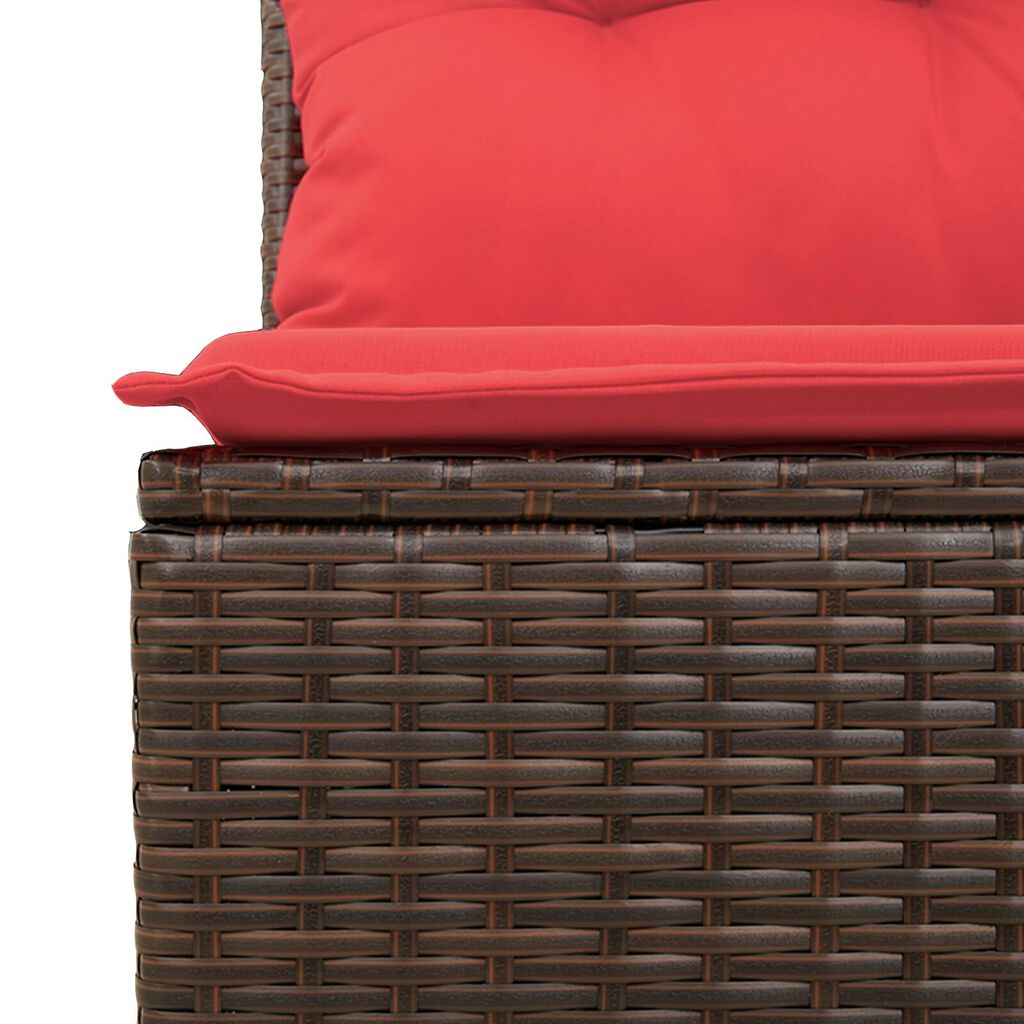 vidaXL Garden Sofa Armless with Cushions Brown Poly Rattan