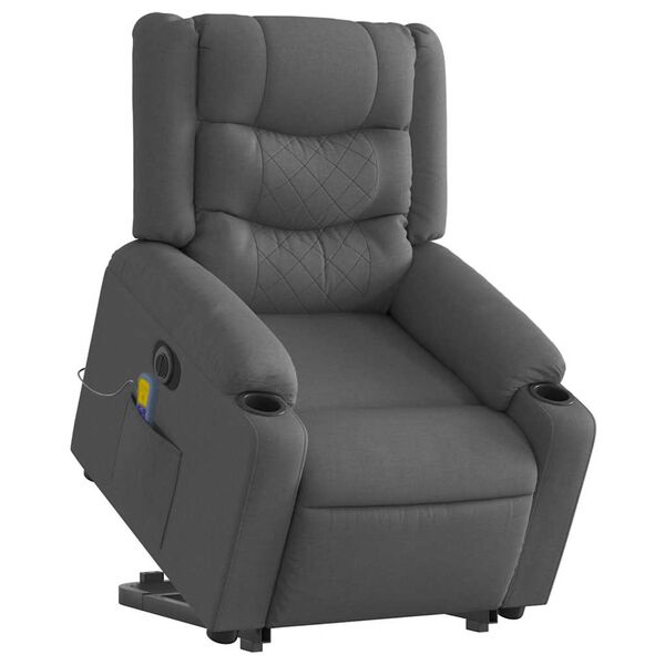 vidaXL Electric Stand up Massage Recliner Chair Dark Grey Fabric