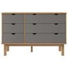 vidaXL Drawer Cabinet OTTA Brown&Grey 111x43x73.5cm Solid Wood Pine