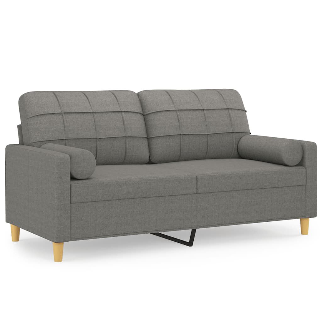 vidaXL 2-Seater Sofa with Pillows&Cushions Dark Grey 140 cm Fabric