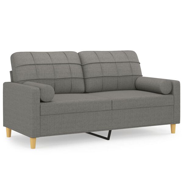 vidaXL 2-Seater Sofa with Pillows&Cushions Dark Grey 140 cm Fabric