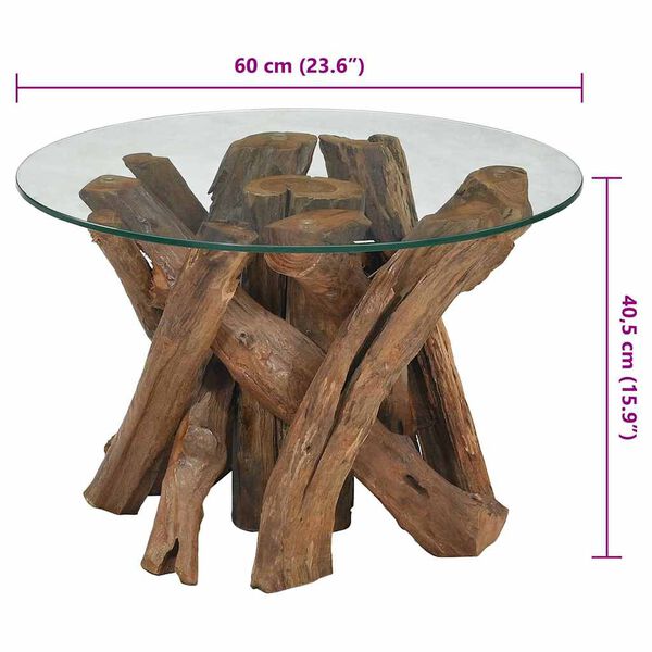 vidaXL Coffee Table Solid Teak Driftwood 60 cm