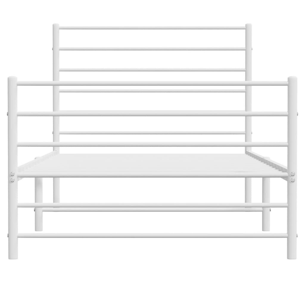 vidaXL Metal Bed Frame without Mattress with Footboard White 100x190cm
