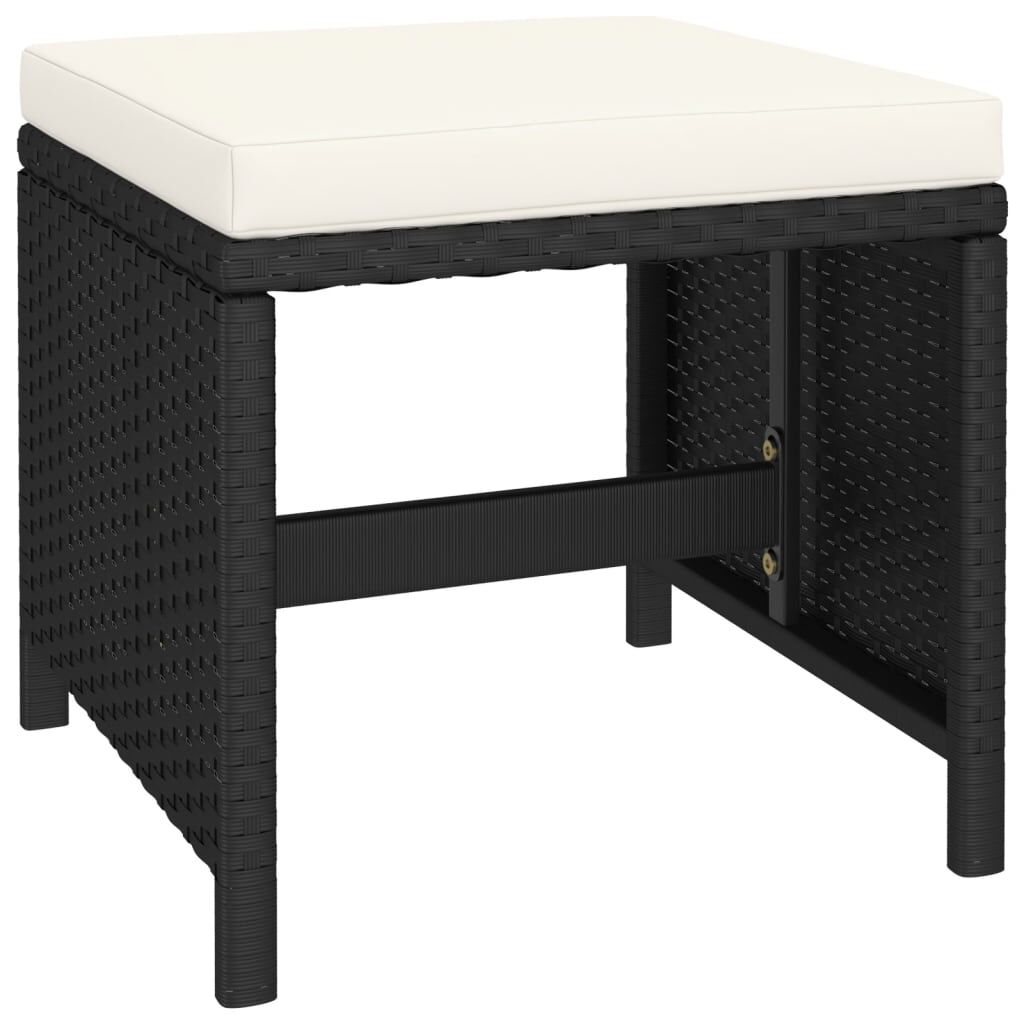 vidaXL 6 Piece Outdoor Dining Set Black Poly Rattan Acacia Wood