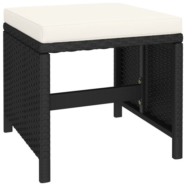 vidaXL 6 Piece Outdoor Dining Set Black Poly Rattan Acacia Wood