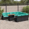 vidaXL 11 Piece Garden Sofa Set with Cushions Black Poly Rattan