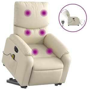 vidaXL Electric Stand up Massage Recliner Chair Cream Faux Leather