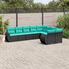 vidaXL 9 Piece Garden Sofa Set with Cushions Black Poly Rattan