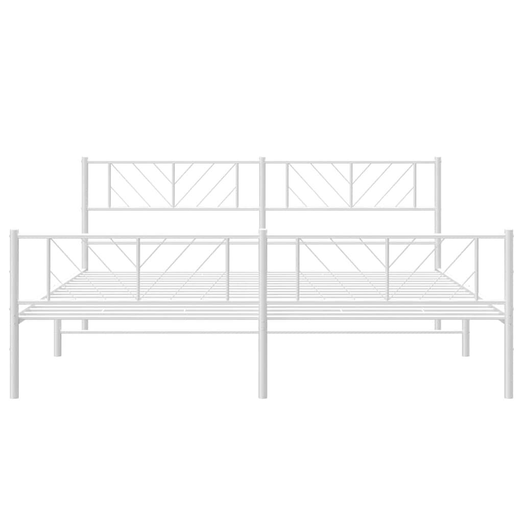 vidaXL Metal Bed Frame without Mattress with Footboard White 193x203cm