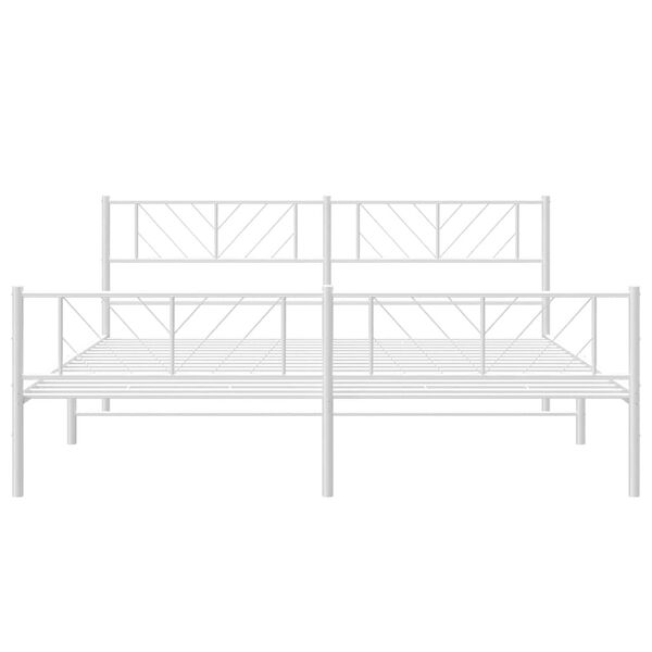 vidaXL Metal Bed Frame without Mattress with Footboard White 193x203cm